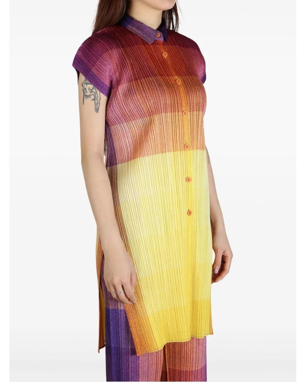 Pleats Please Issey Miyake Yellow Photon Shirt