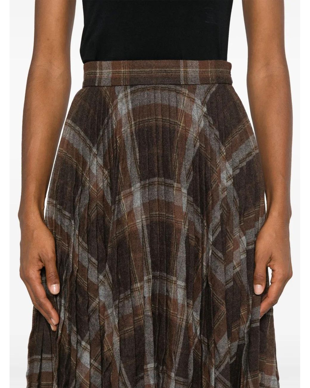 Balenciaga Brown Creased Pleated Skirt