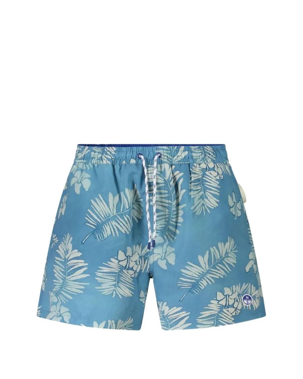 North Sails Blue Leaf-Print Swim Shorts for men