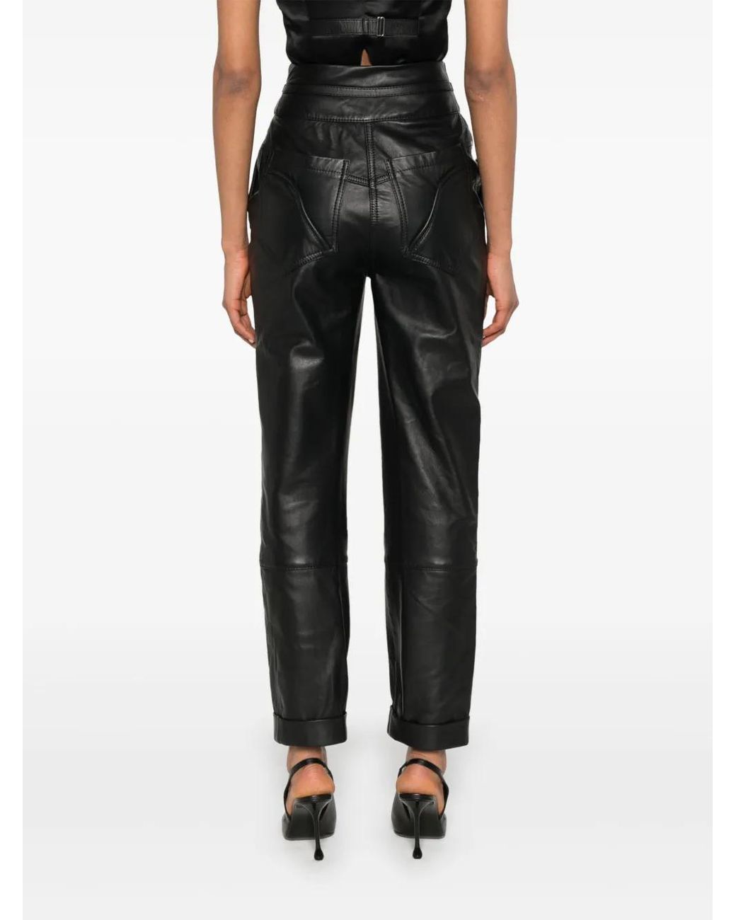 MITILIANE COUTURE Gray Leather Trousers