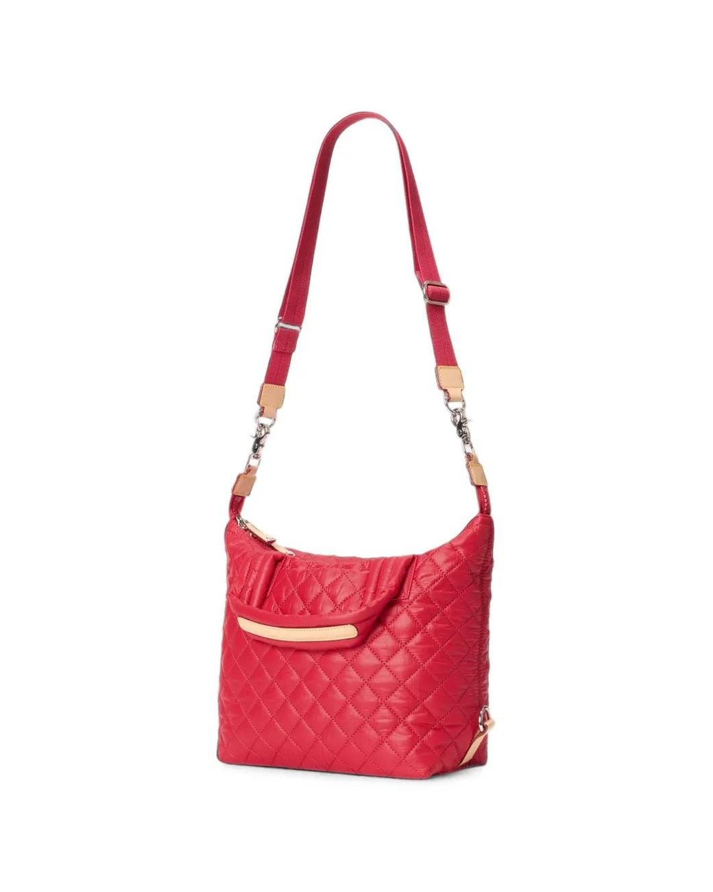 MZ Wallace Red Small Sutton Deluxe Quilted Tote Bag
