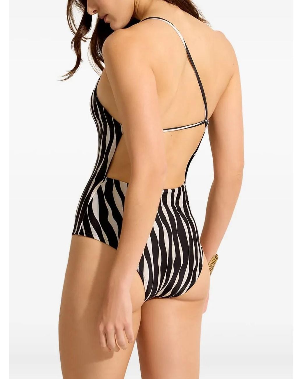 Lenny Niemeyer ウェーブプリント ワンショルダー水着 Black