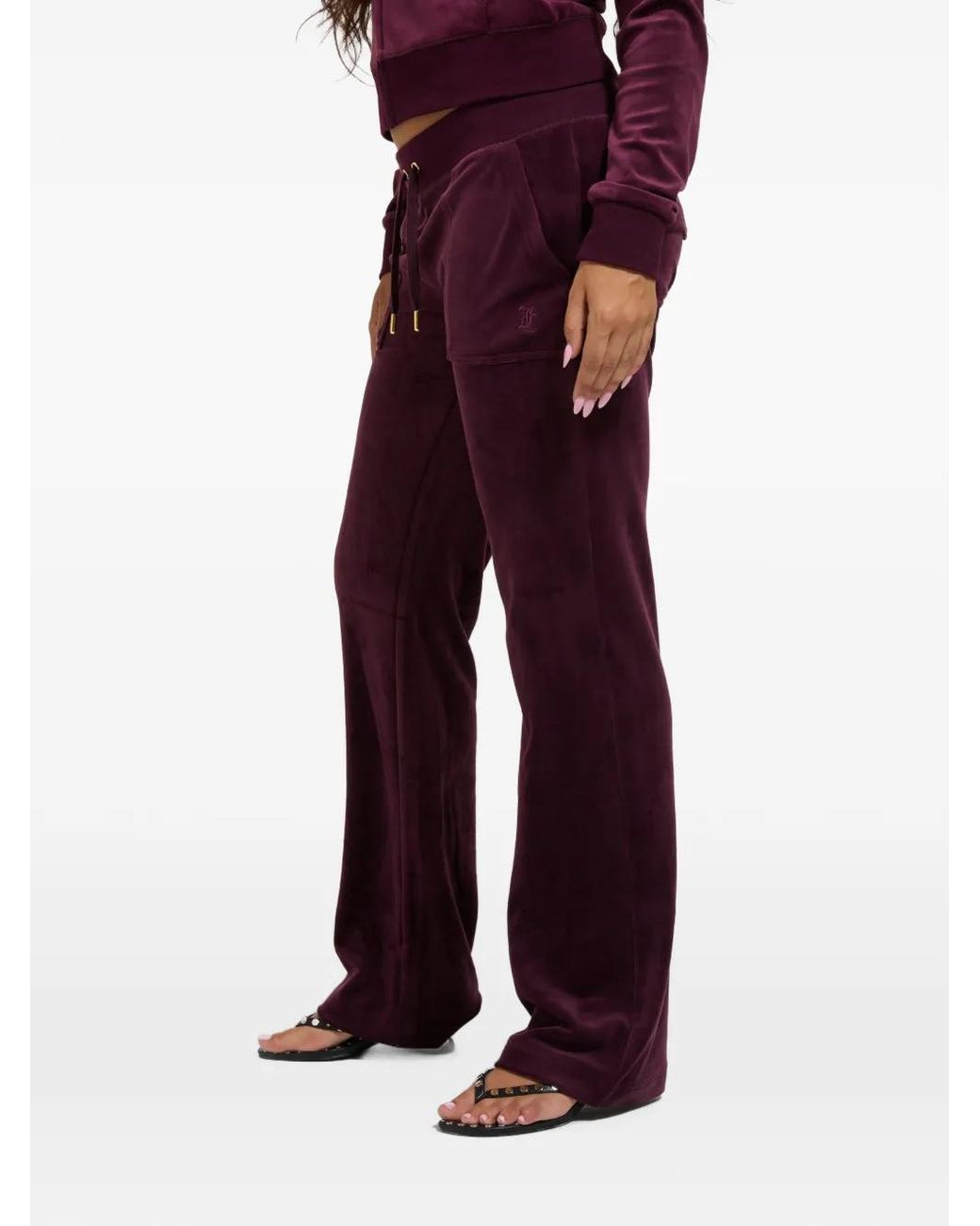 Juicy Couture Purple Del Ray Velvet-Finish Track Pants