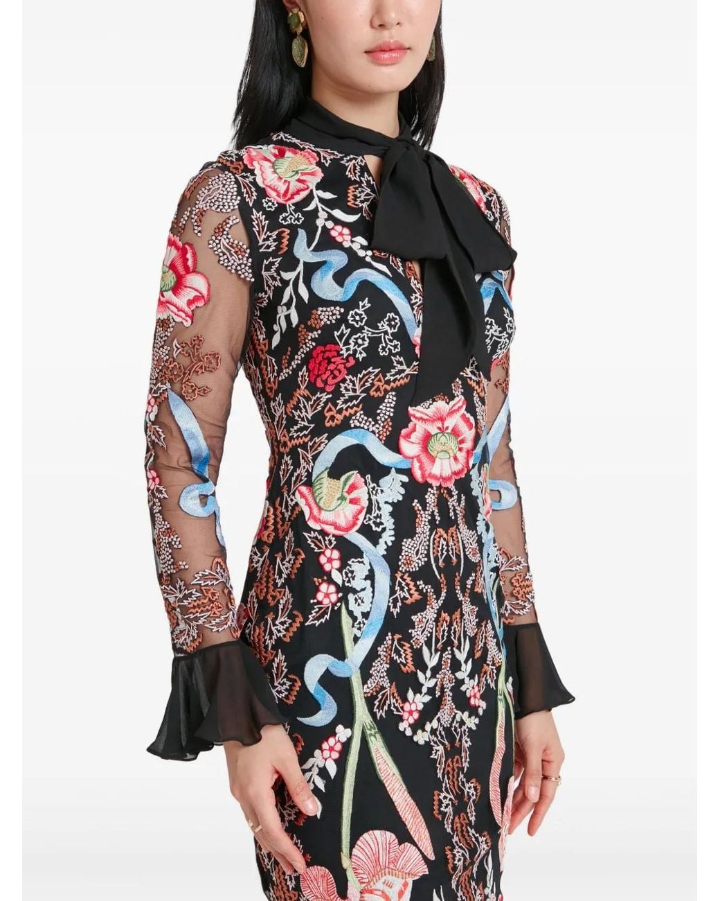 Temperley London Black Bilbao Tie Midi Dress