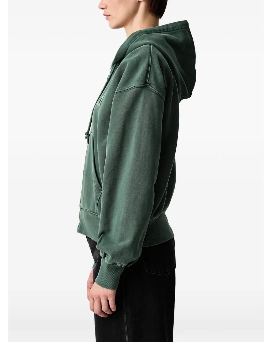 Carhartt Green Nelson Logo-Patch Zip-Up Hoodie