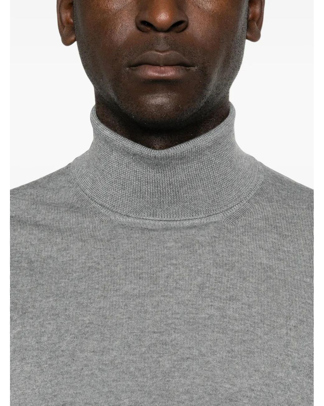 Gran Sasso Gray Roll-Neck Wool Sweater for men