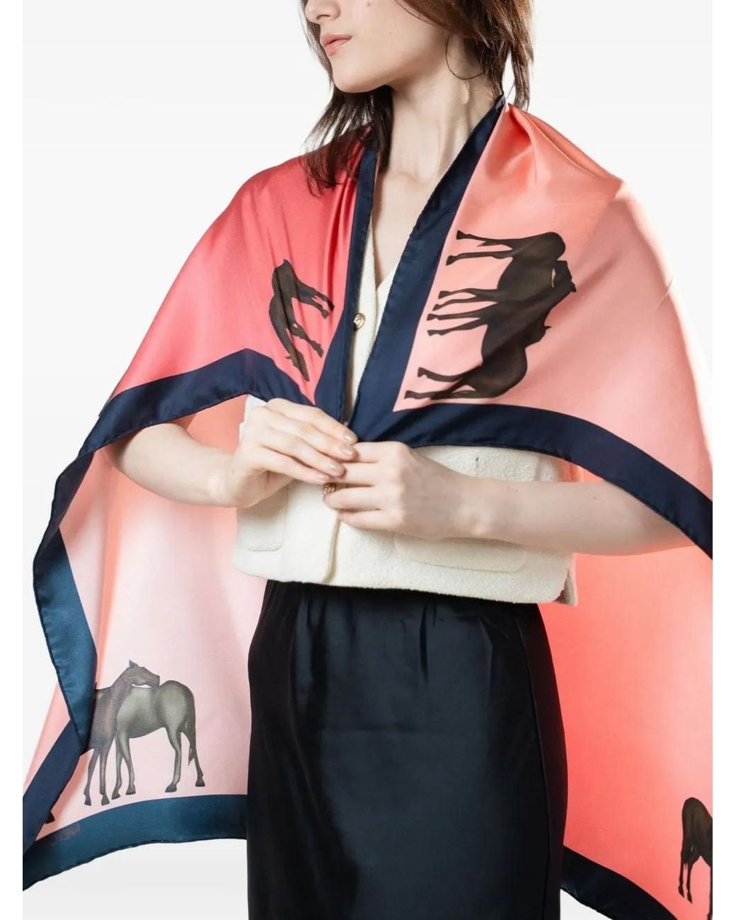 Neightiv Red Under The Equestrian-Print Scarf