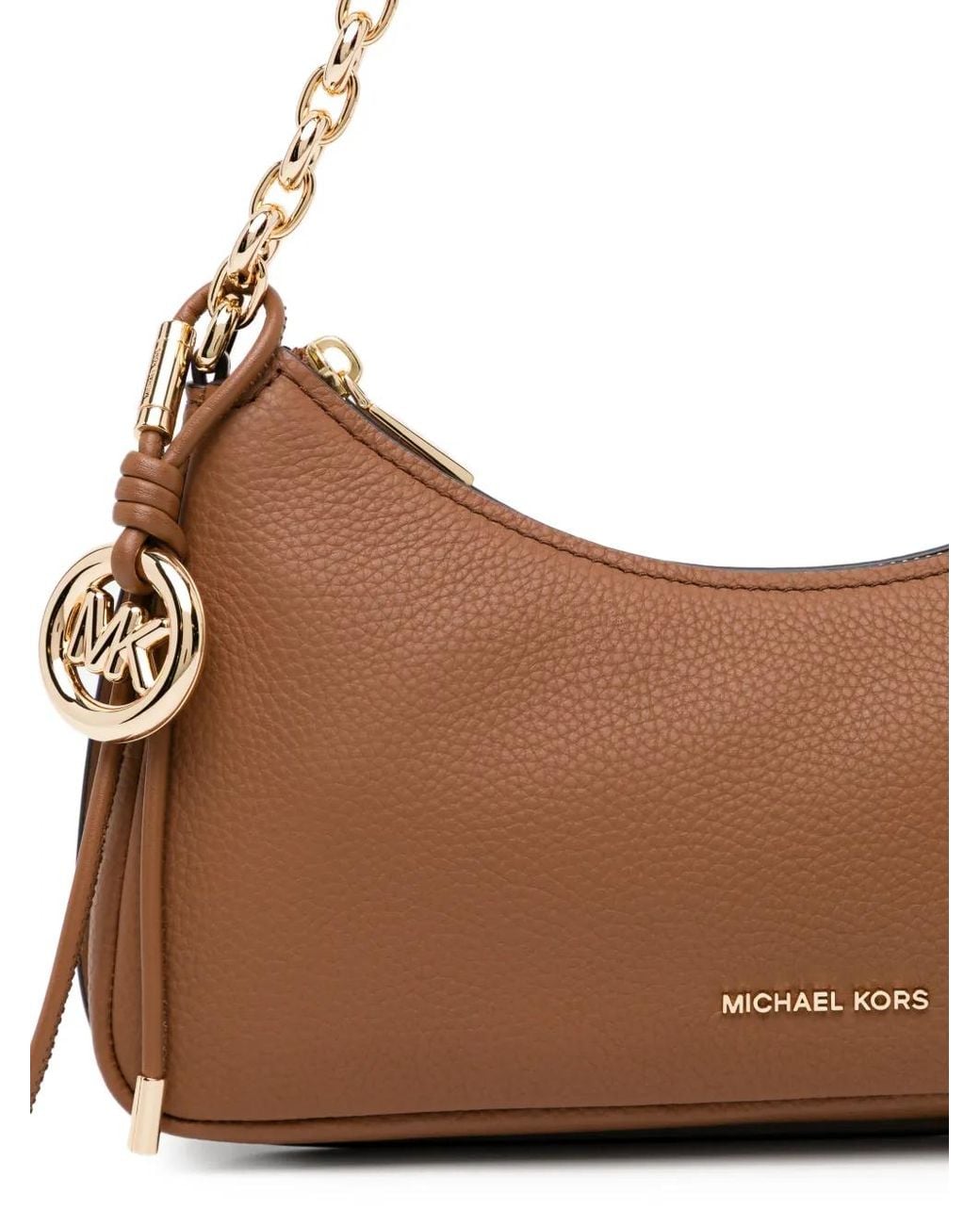 Michael Kors Brown Nolita Medium Pebbled Leather Chain Pochette