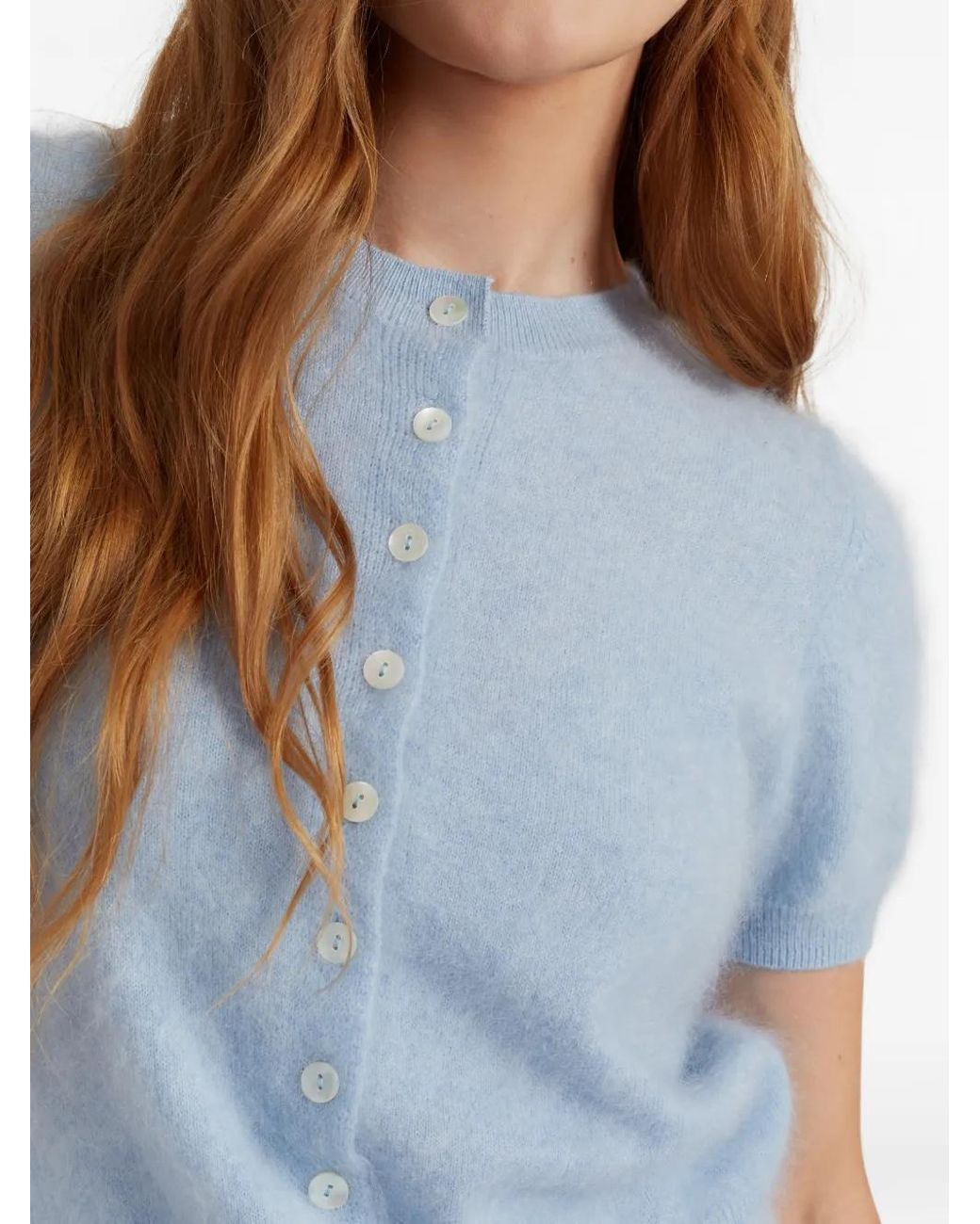 Chinti & Parker Blue Button-Fastening Brushed-Finish Cardigan