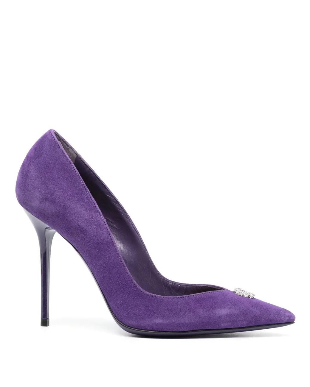 Philipp Plein Purple 95Mm Decollete Suede Heeled Pumps