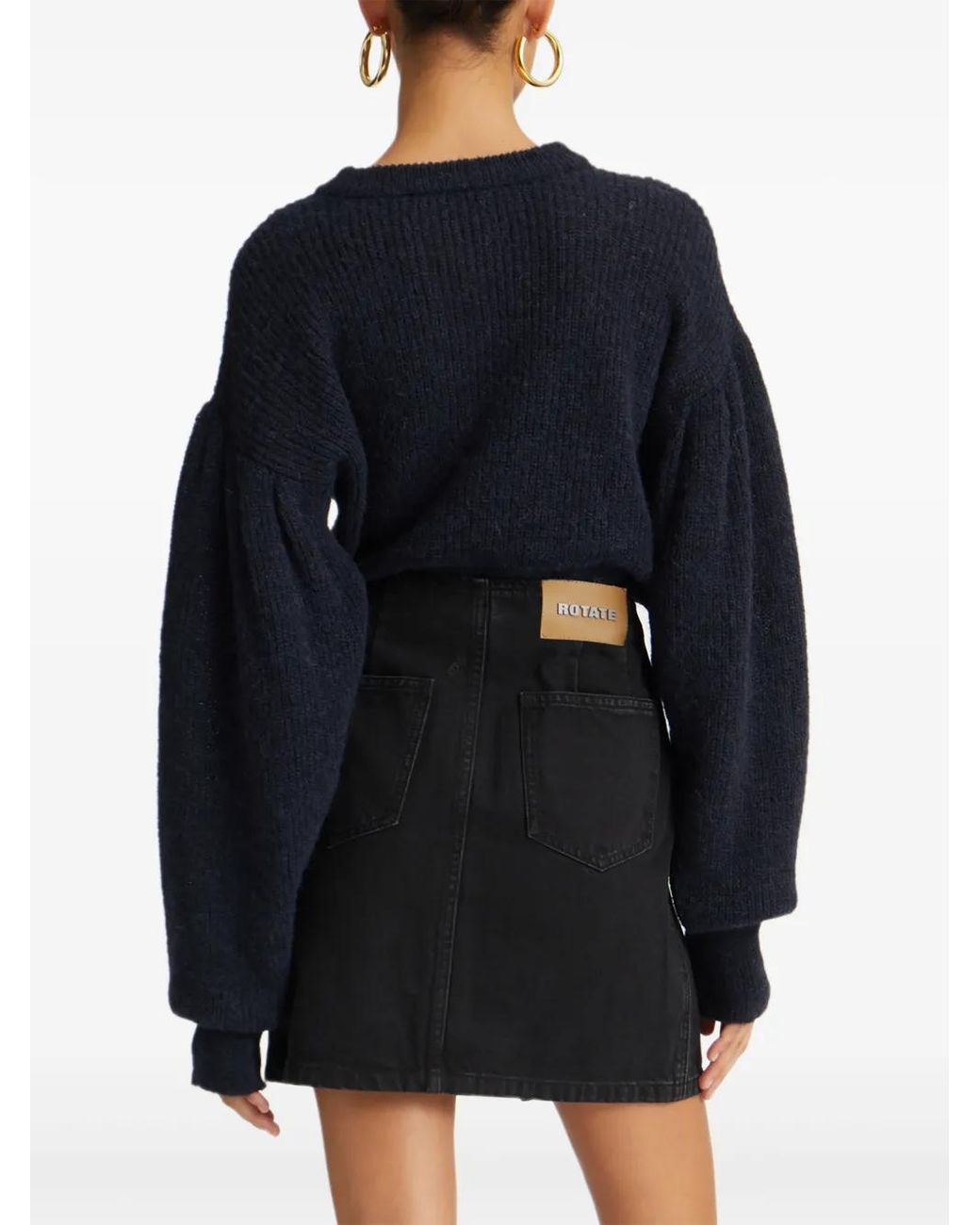 ROTATE BIRGER CHRISTENSEN Blue Pullover Mit Umgeschlagenen Ärmeln