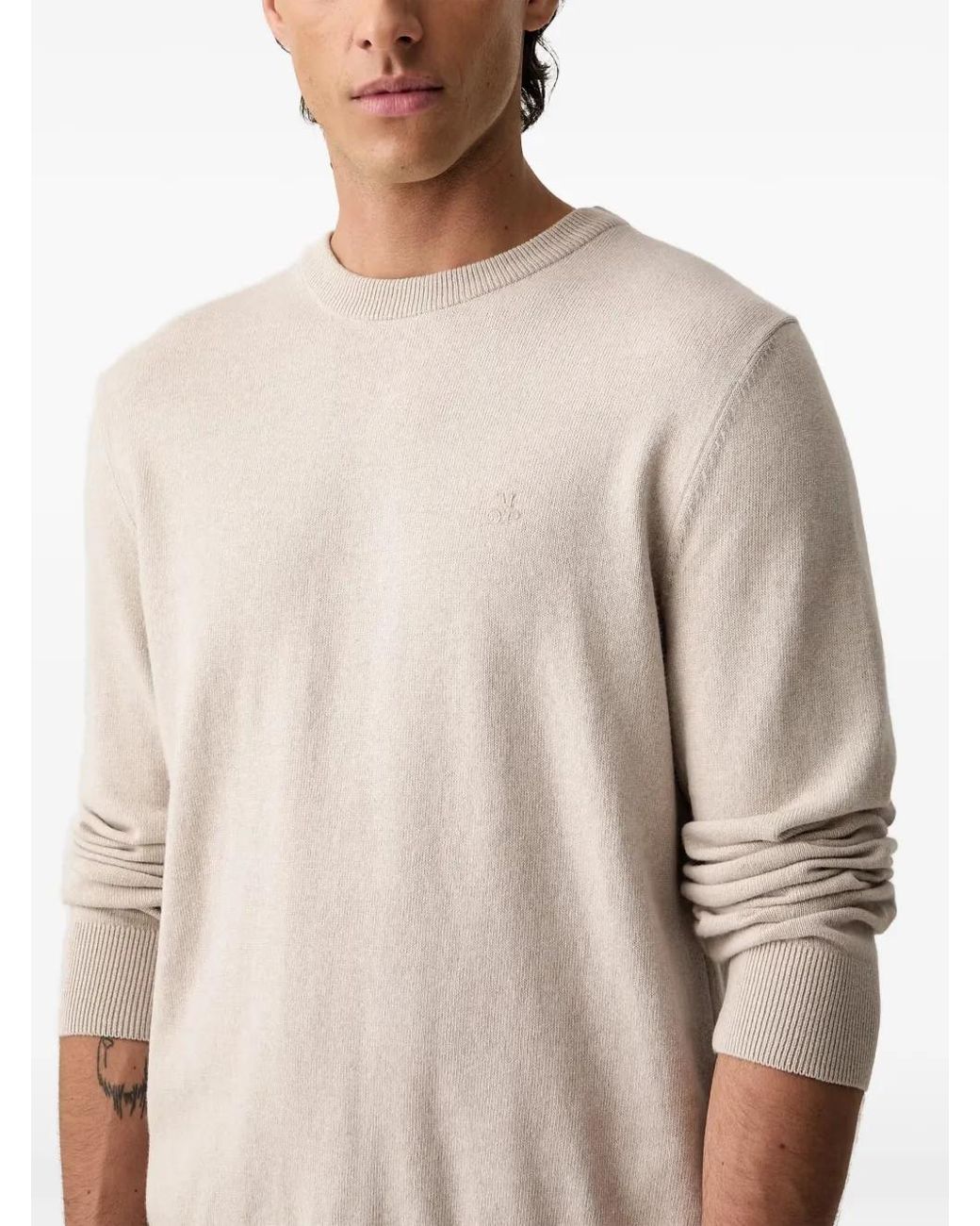 Marc O' Polo Natural Logo-Embroidered Crew-Neck Sweater for men