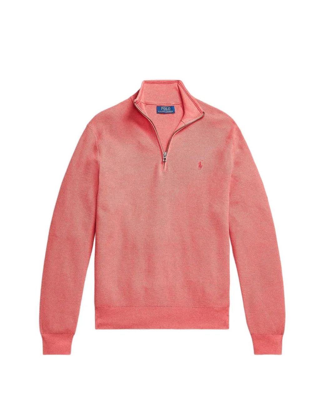 Polo Ralph Lauren Pink Quarter-Zip Cotton Sweater for men