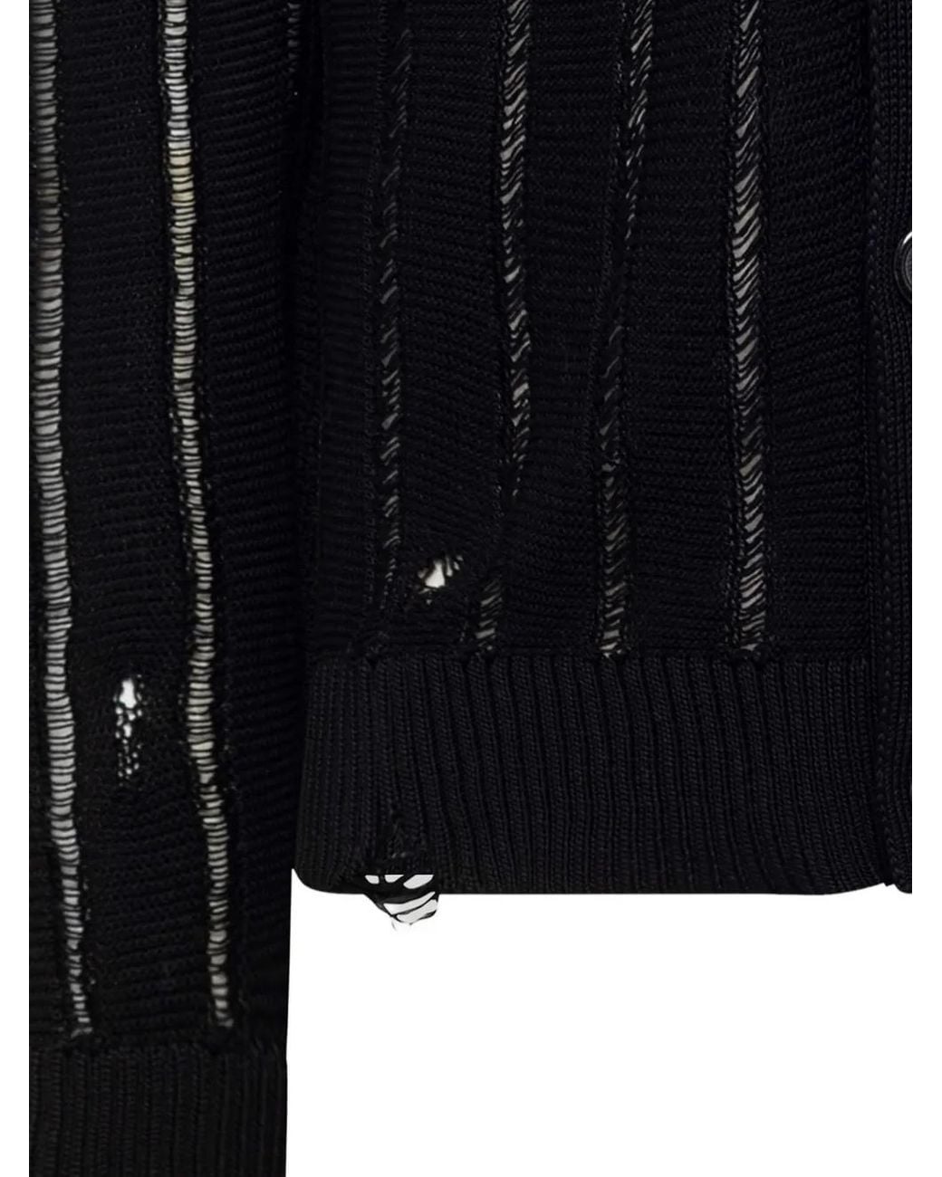Laneus Black Distressed Button Cardigan for men