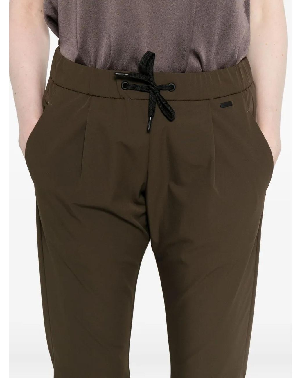 Herno Brown Pleated Drawstring Trousers