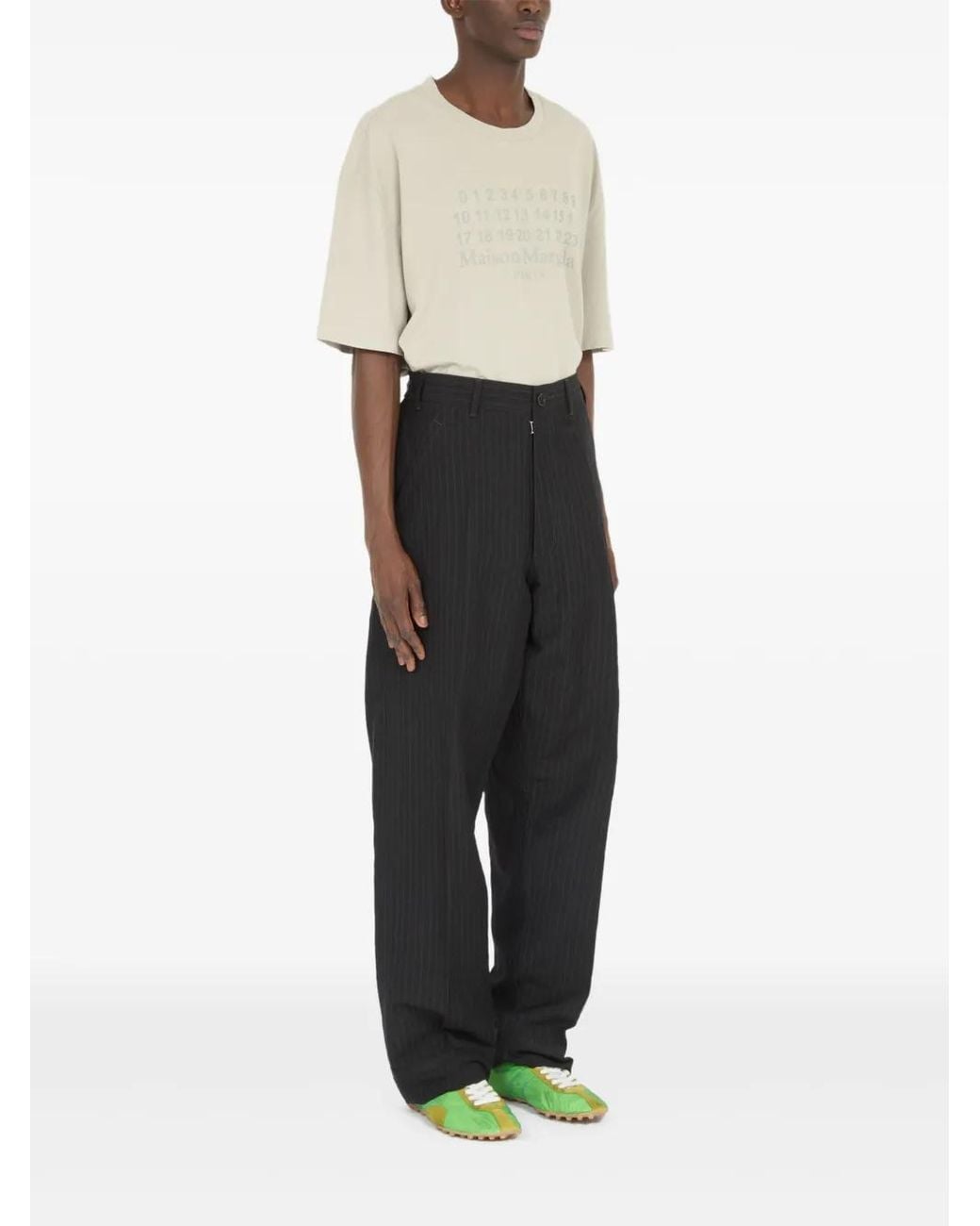 Maison Margiela Black Pinstripe-Pattern Trousers for men