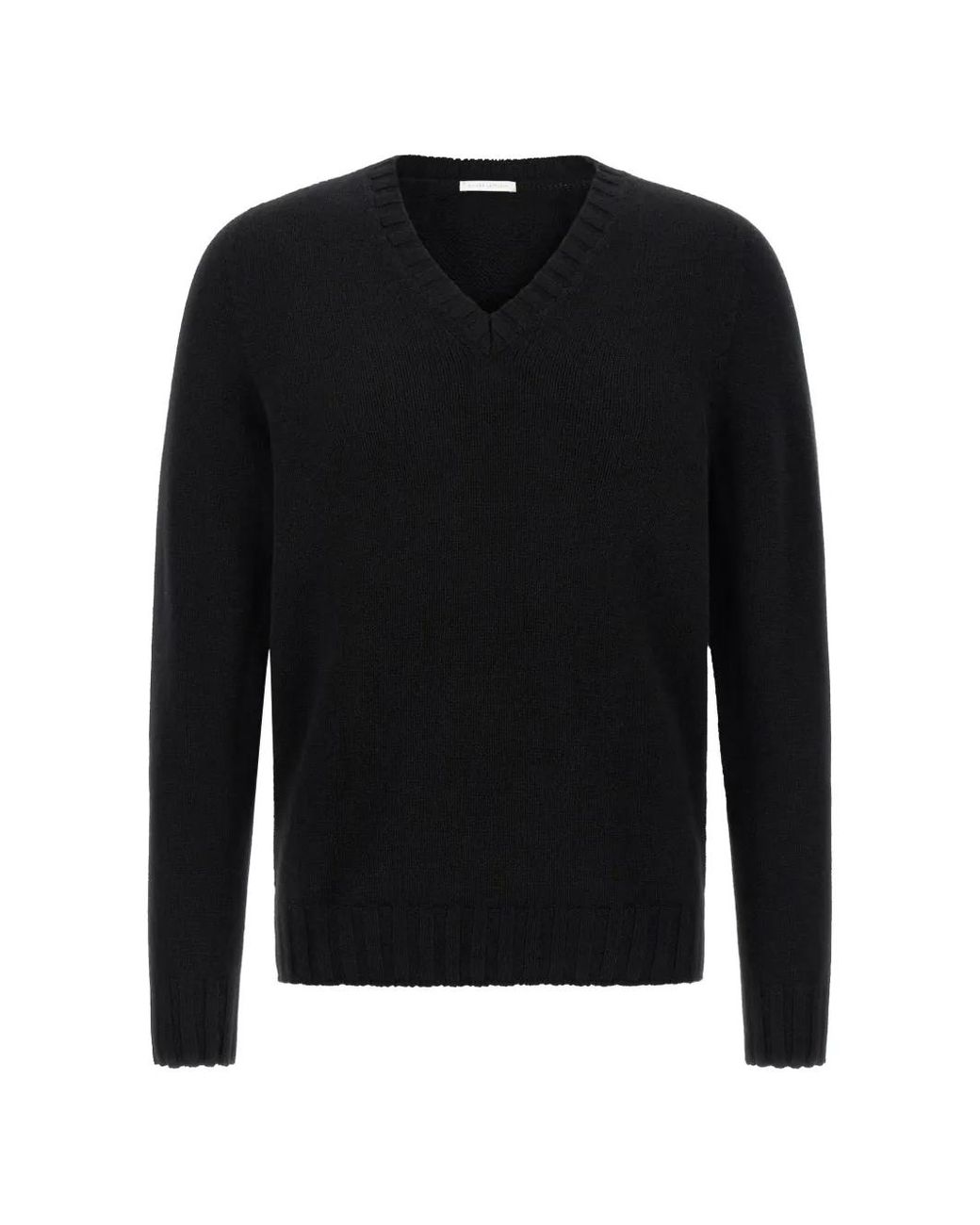 Oliver Lattughi Black V-Neck Cashmere Sweater for men