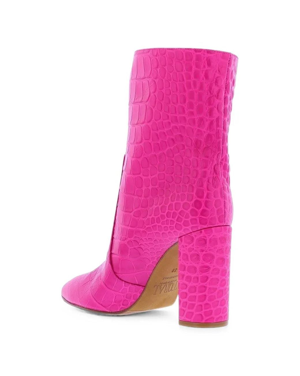 Toral Shoes Pink Siberia Croc-Effect Leather Ankle Boots