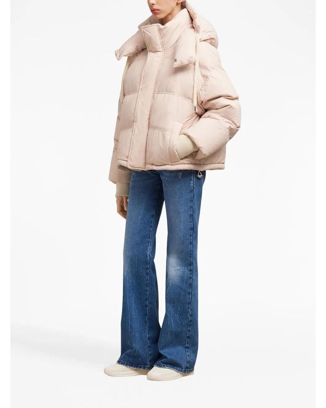 AMI Pink Logo-Patch Padded Jacket