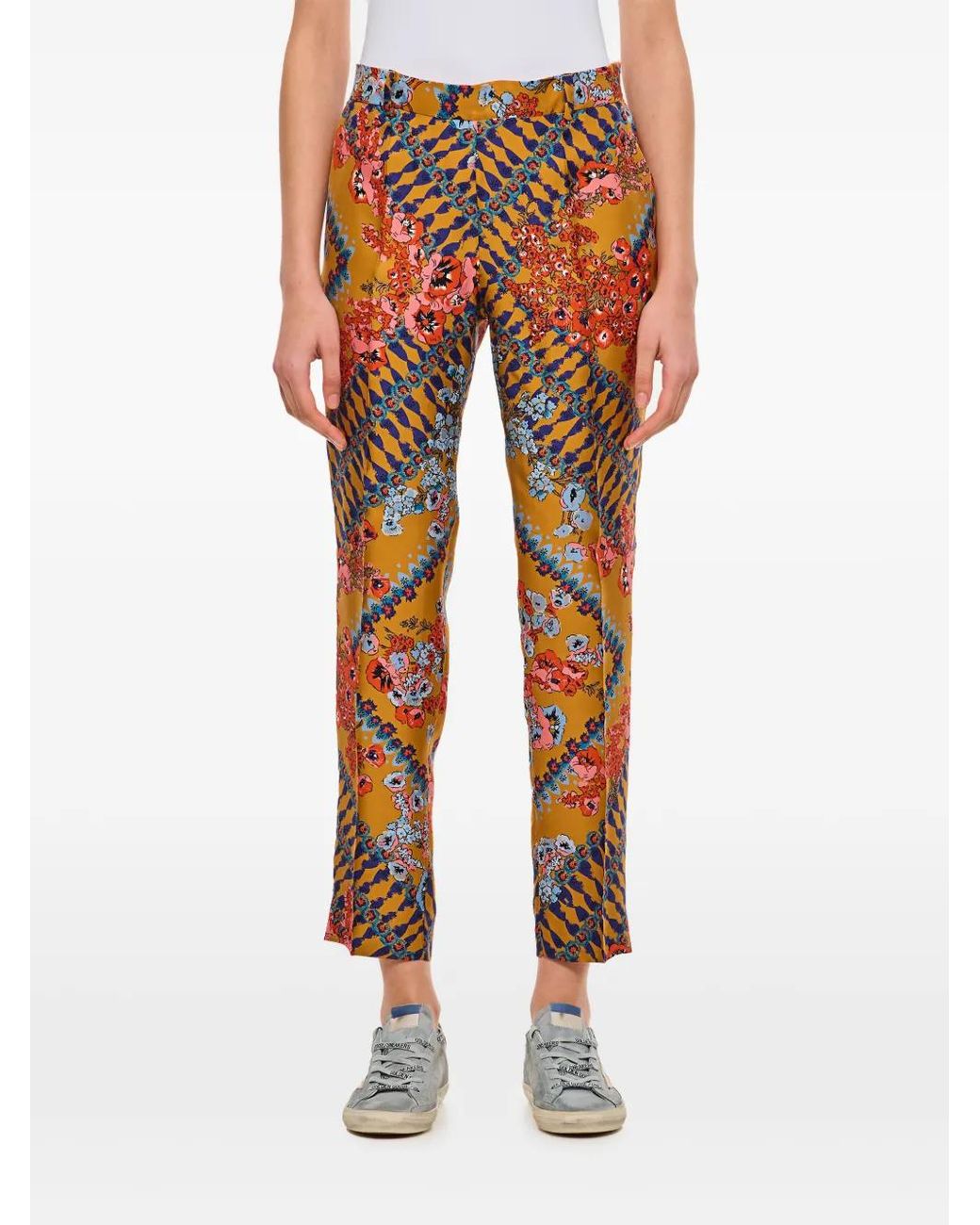 Alberto Biani Orange Silk Trousers