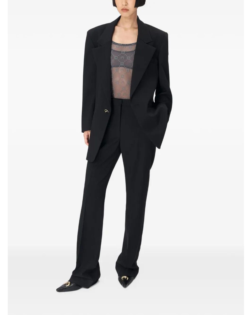 MARINE SERRE Black Twill Blazer