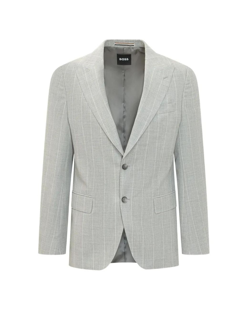 Boss Gray Striped-Pattern Suit for men