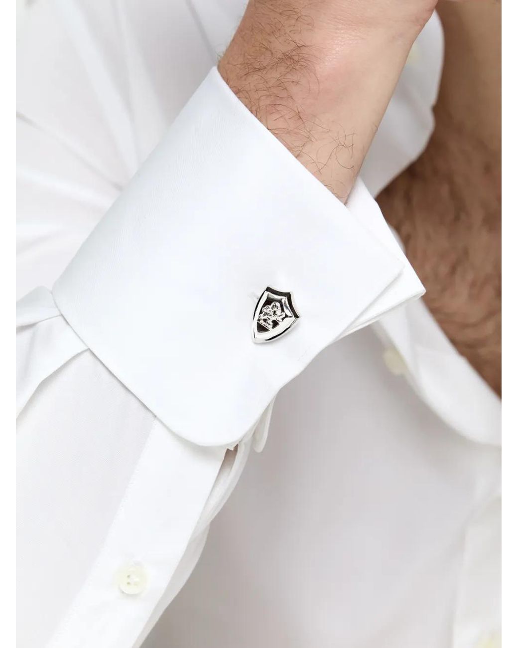 Mateo White Lion Shield Cufflinks for men