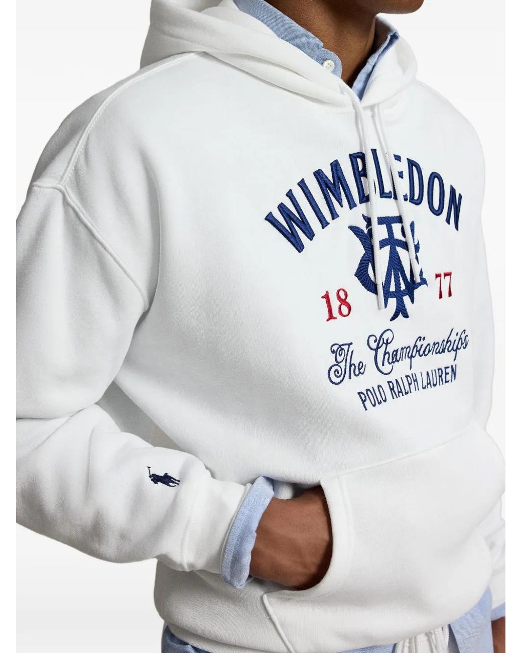 Polo Ralph Lauren White Wimbledon Embroidered Hoodie for men