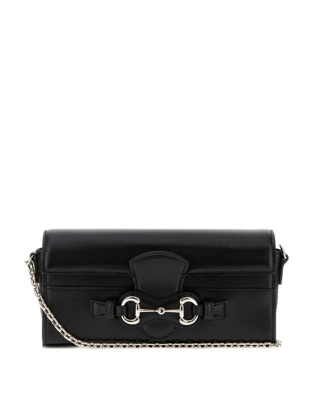 Gucci Black Horsebit Chain-Strap Wallet