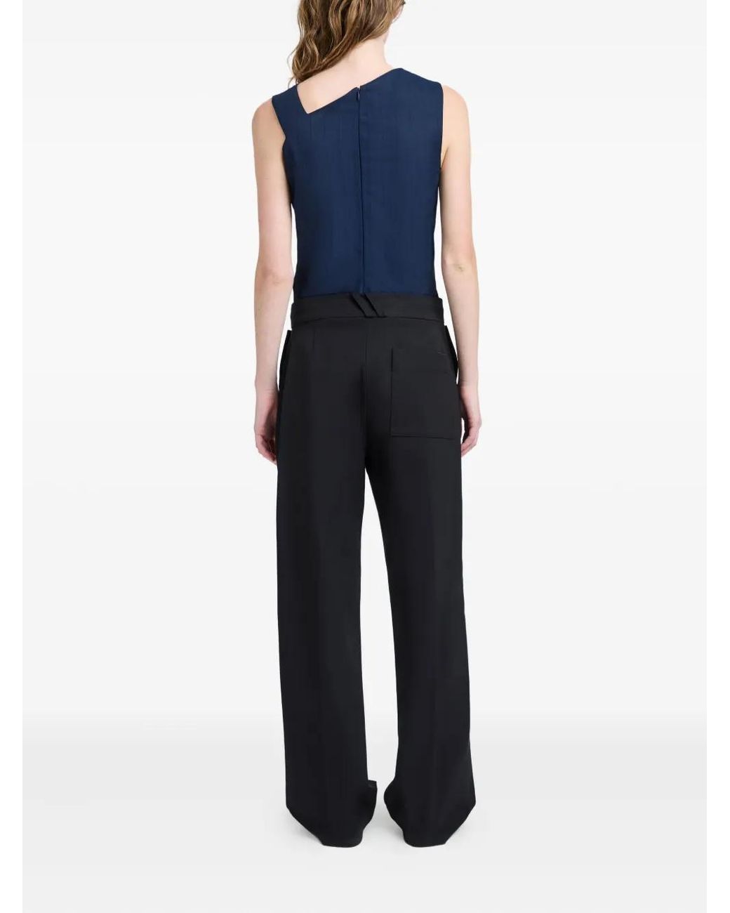 Proenza Schouler Blue Marin Asymmetric-Neckline Buckle Top