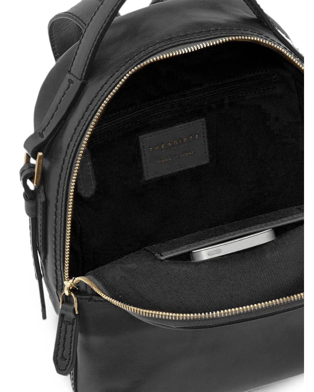 The Bridge Black Leather Backpack