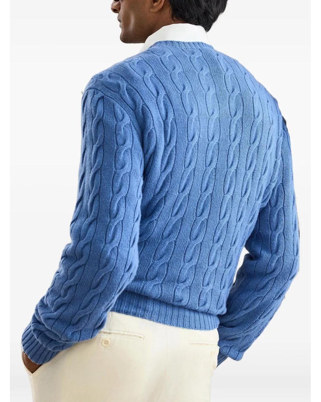 Ralph Lauren Blue Pull En Maille Torsadée for men