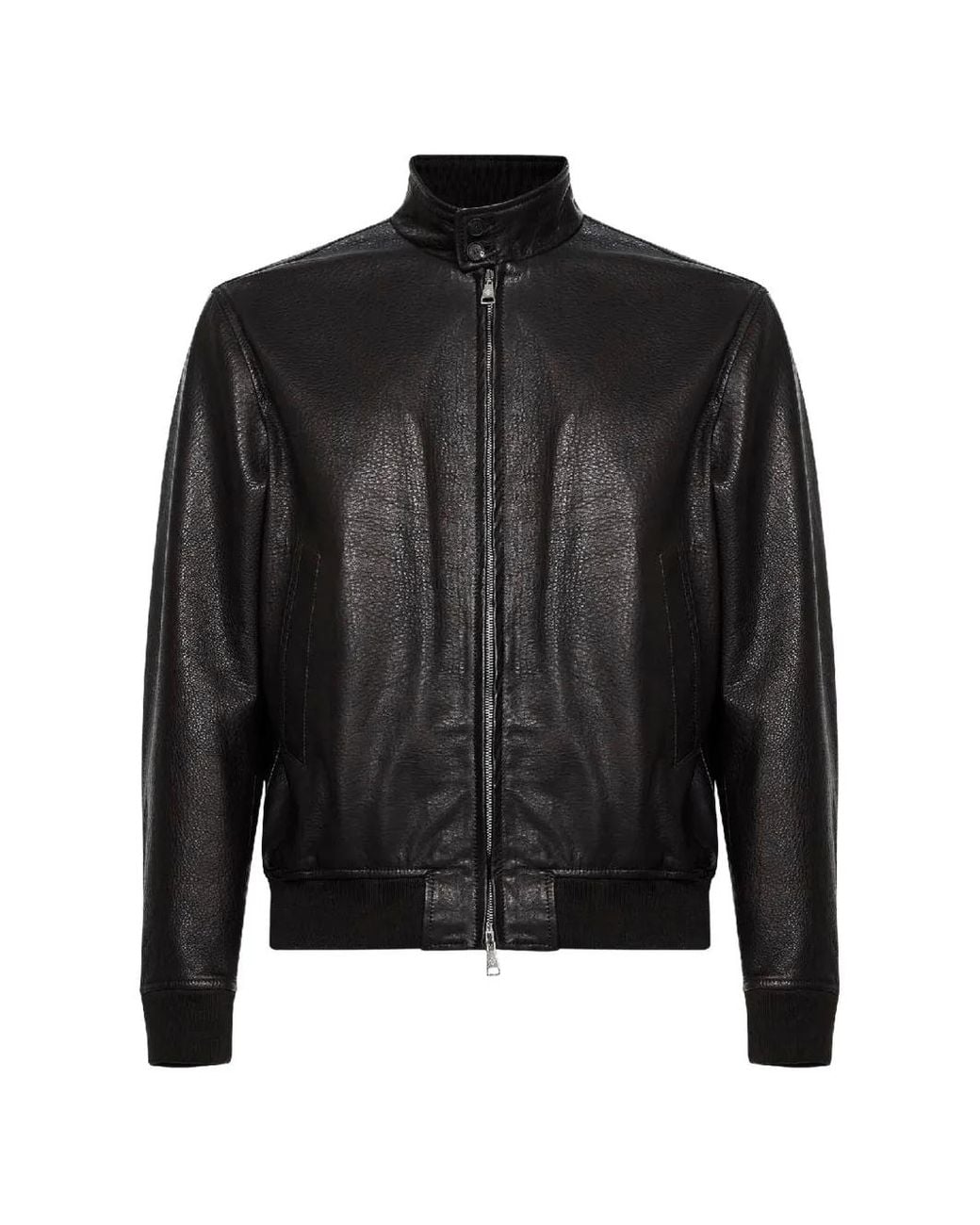 Tagliatore Black Dark Nappa Leather Bomber Jacket for men