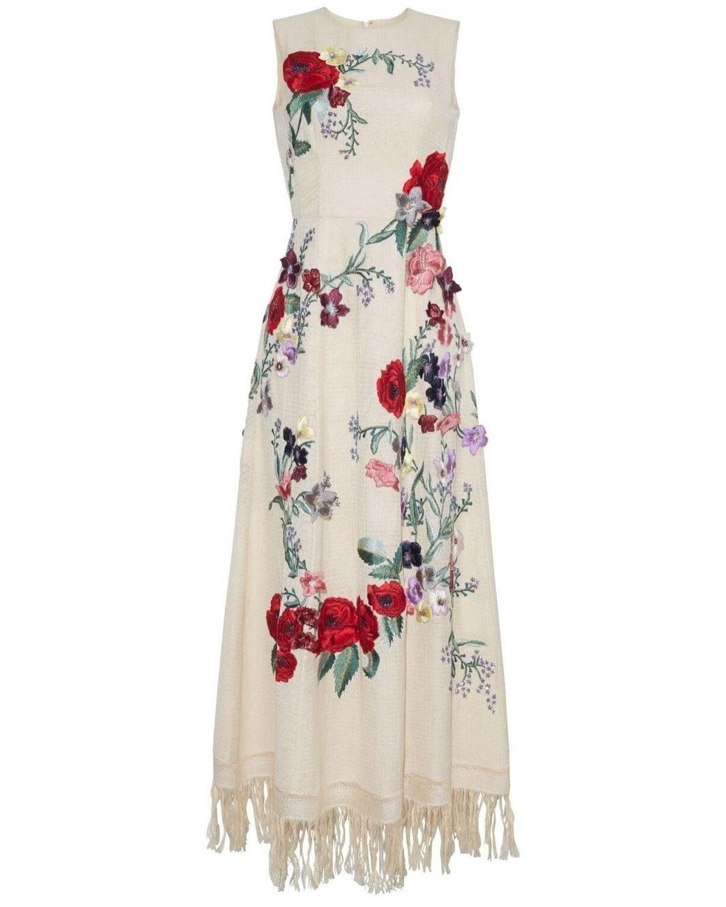 Adam Lippes Eloise Floral-embroidered Maxi Dress in White | Lyst