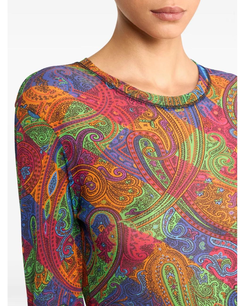 Etro Red Geometric Paisley-Pattern Top