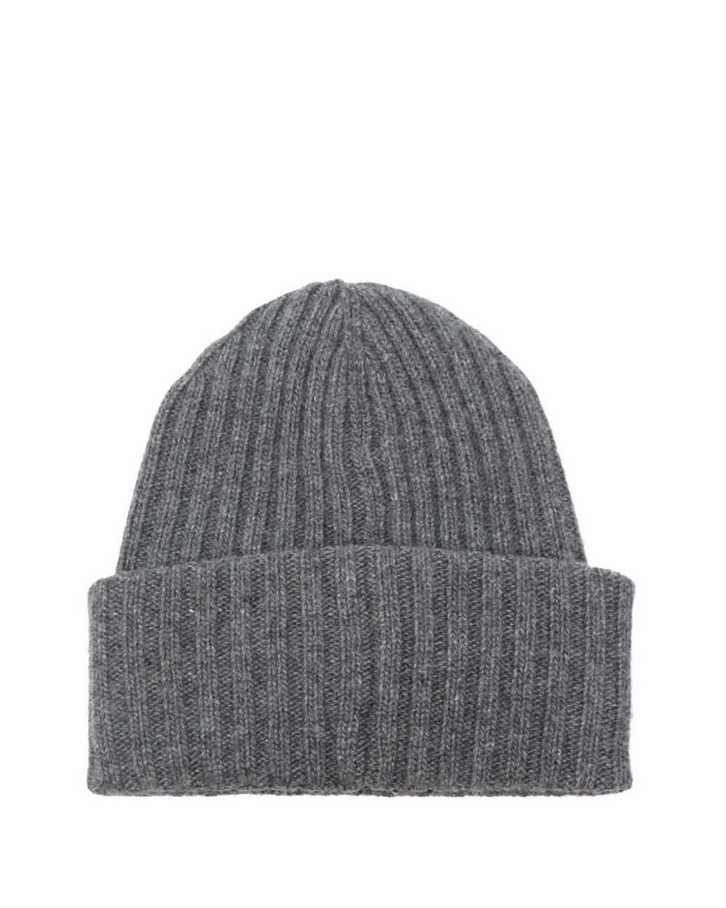 Ganni Gray Ribbed Embroidered Hat