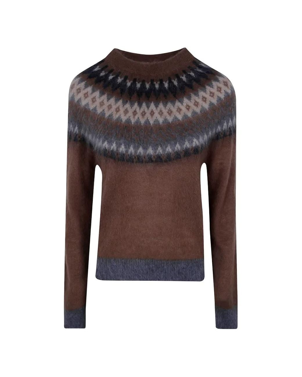 Max Mara Brown Fair Isle-Pattern Sweater