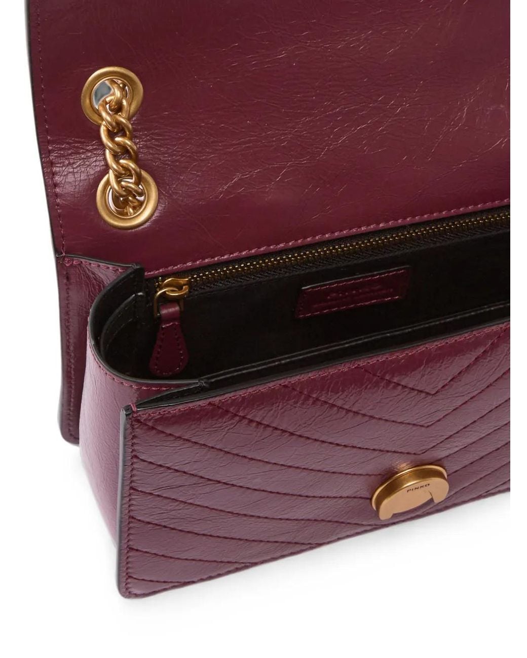 Pinko Purple Love Birds Chevron-Quilted Shoulder Bag