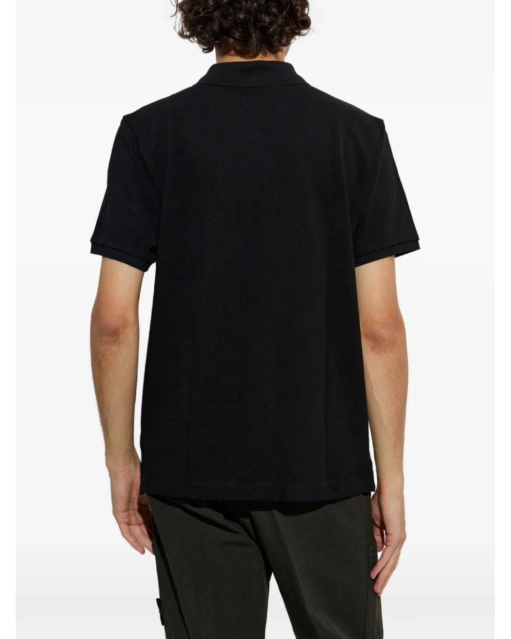 Moose Knuckles Black Logo-Patch Polo Shirt for men