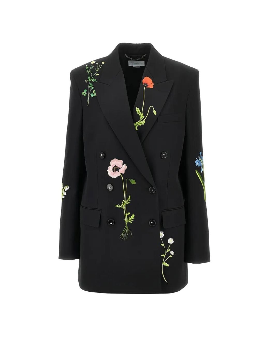 Stella McCartney Floral-Embroidered Double-Breasted Jacket in