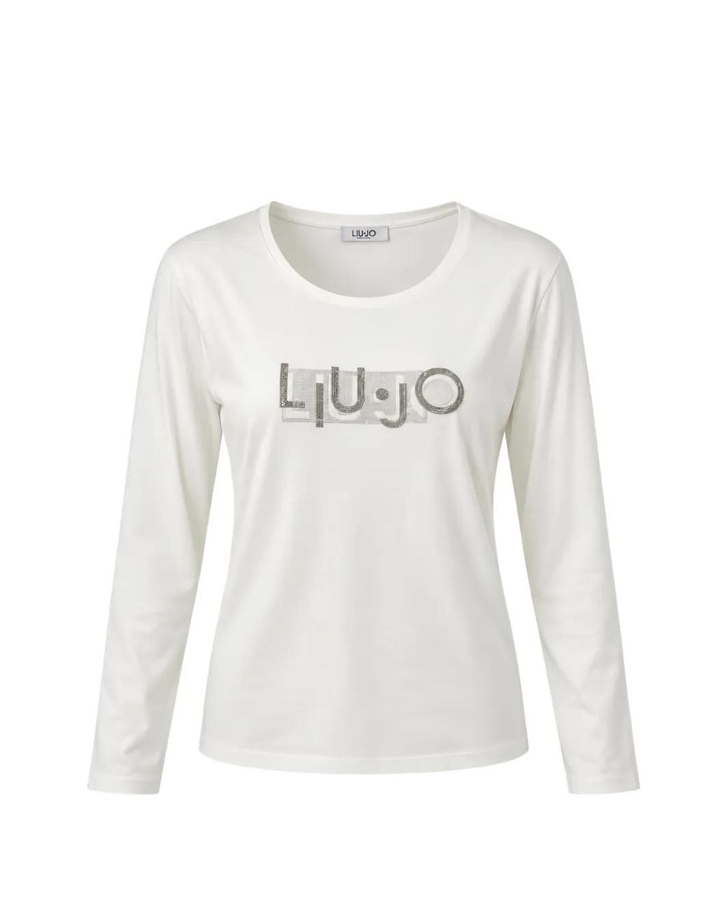 Liu Jo White Logo-Embellished Long-Sleeve T-Shirt