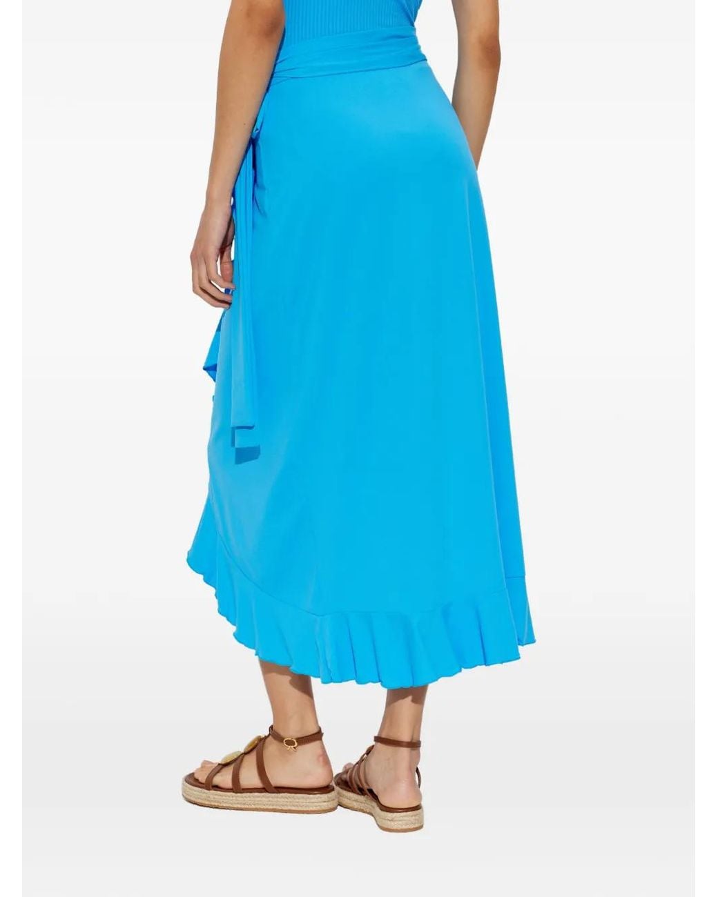 Melissa Odabash Blue Jupe Mi-Longue À Volants