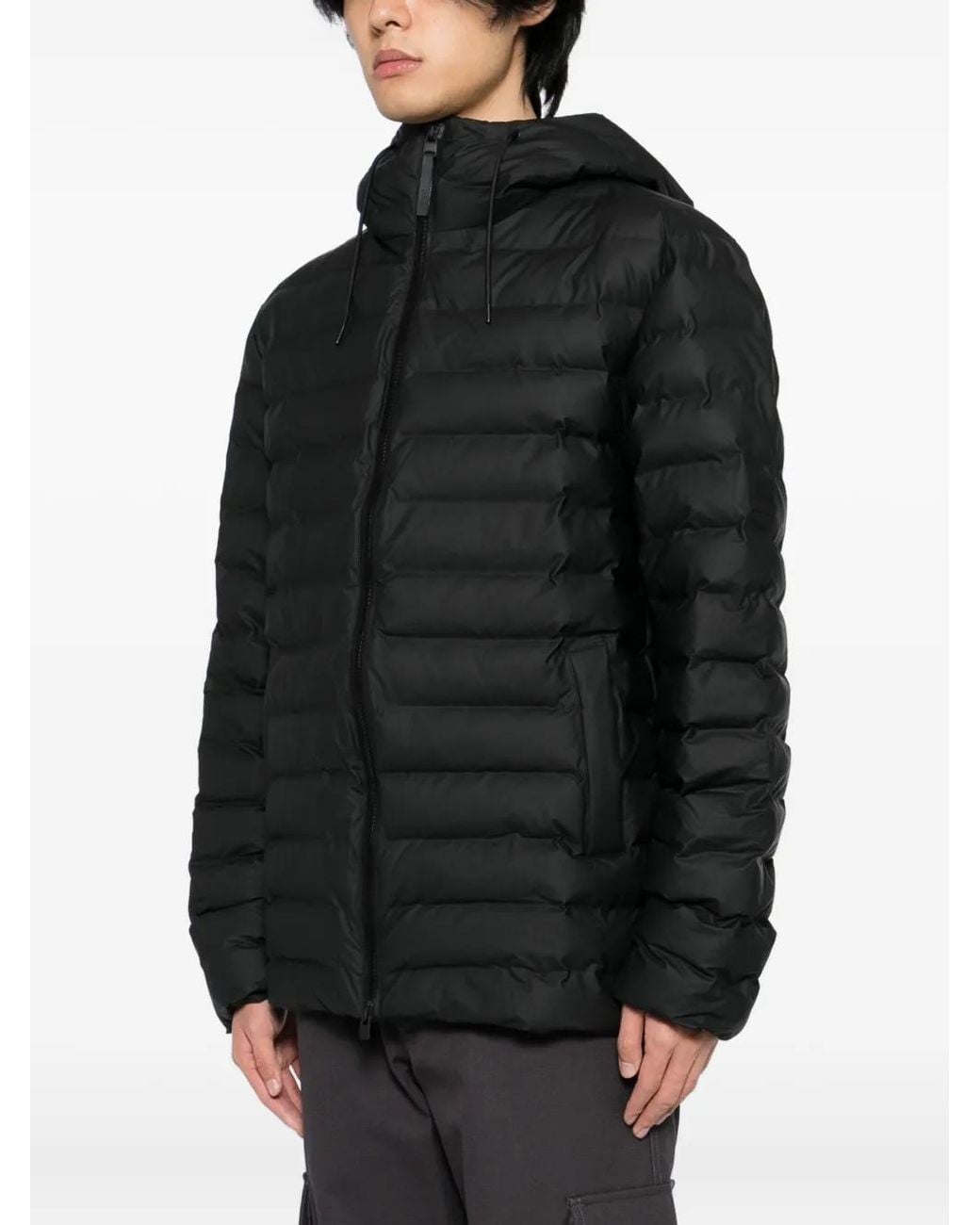 Rains Black Logo-Patch Jacket for men