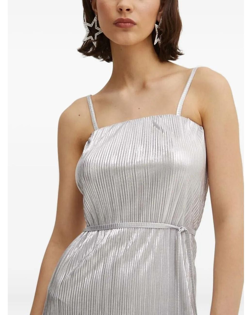 Never Fully Dressed Gray Luna Pleated Tie-Waist Maxi Dress
