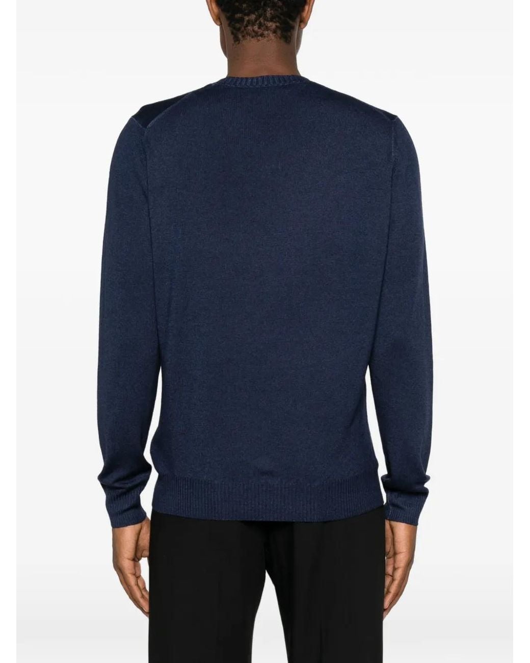 Fay Blue Crew-Neck Long-Sleeve Sweater for men