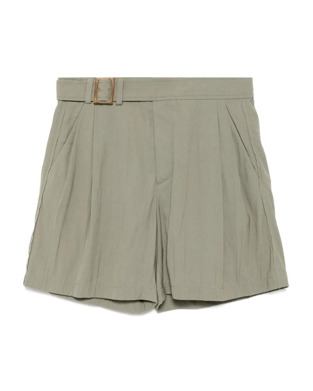 RECTO. Gray Wrinkle Detail Belted Shorts for men