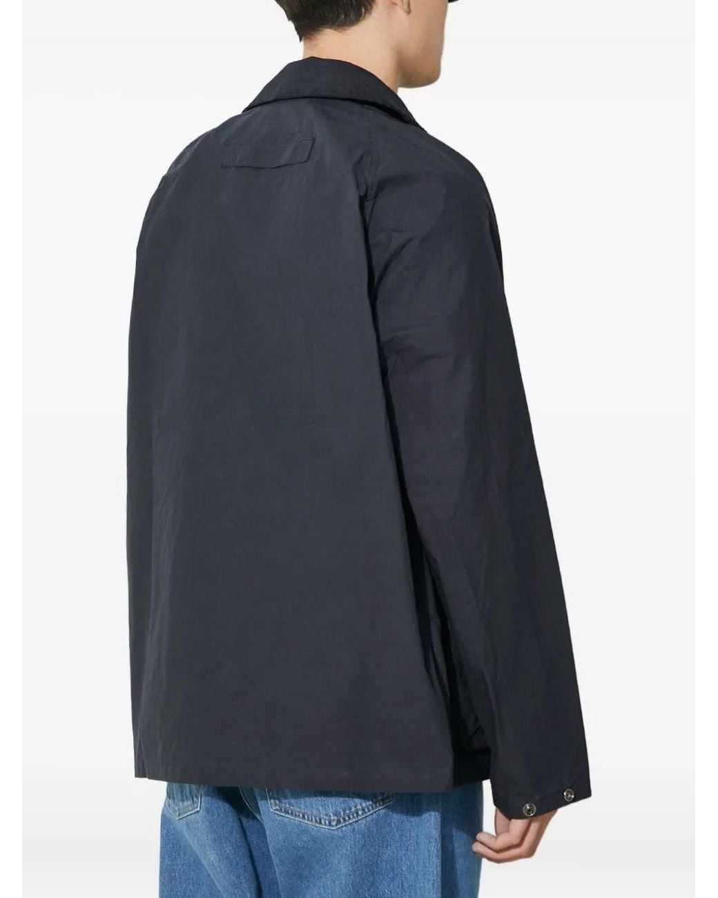 Barbour Blue Multiple-Pocket Corduroy-Collar Jacket for men