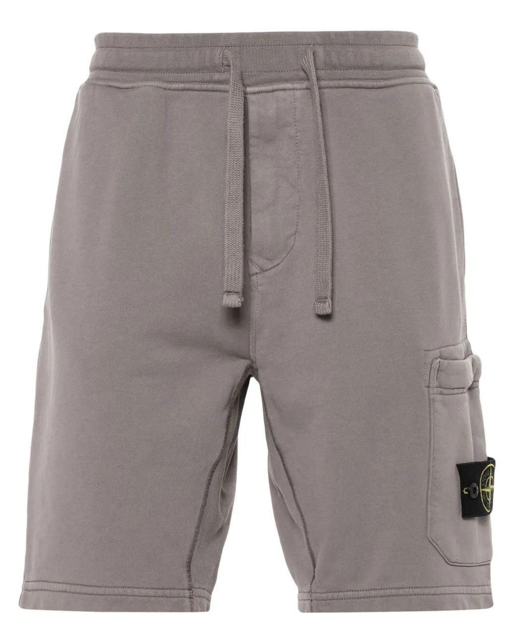 Stone Island Gray Compass-Badge Jersey Shorts for men