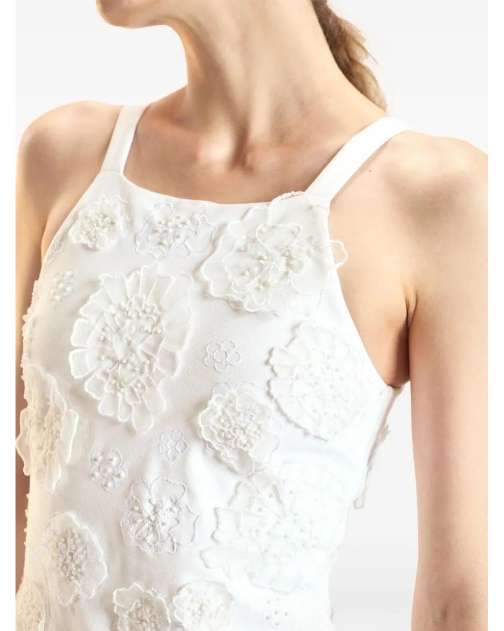 Cynthia Rowley White Floral-Appliqué Dress