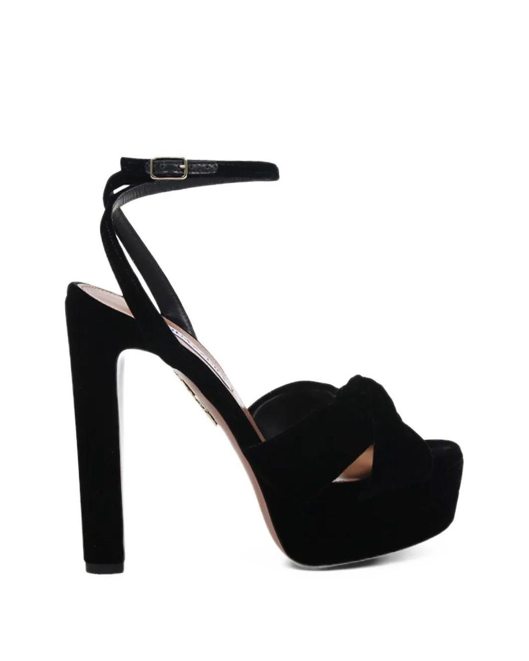 Aquazzura Black Cupid Plateau Knotted Platform Sandals